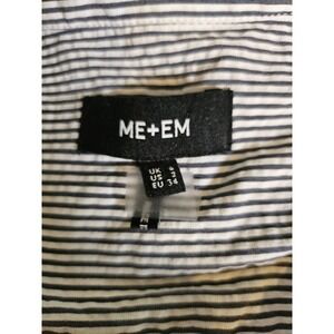ME+EM Maxi Shirt Dress Women Size 2 Blue White Striped Puff Sleeve Tiered
